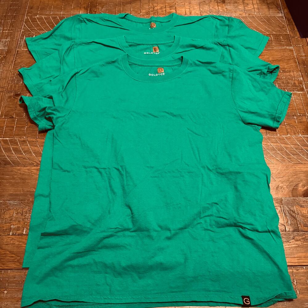 Lot of 3 Goldtoe Men's Blank T-Shirts Green Size L 42-44 100% Cotton